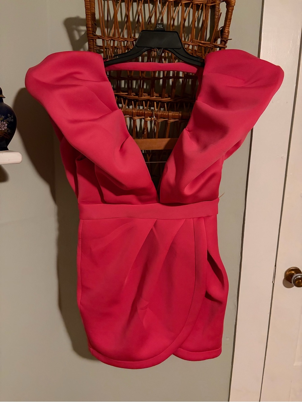 Fuchsia Deep V Ruffle Mini Dress